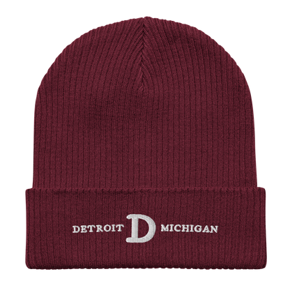 'Detroit Michigan' Organic Beanie (w/ Old French 'D')