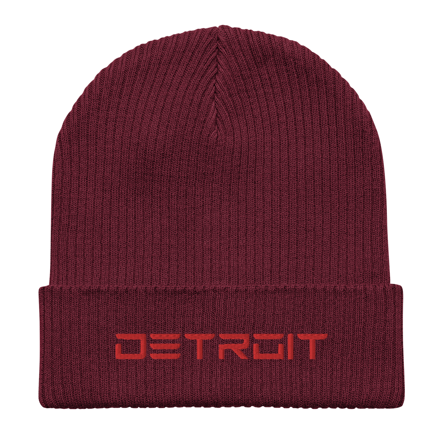 'Detroit'' Organic Beanie (Electric Font) | Red