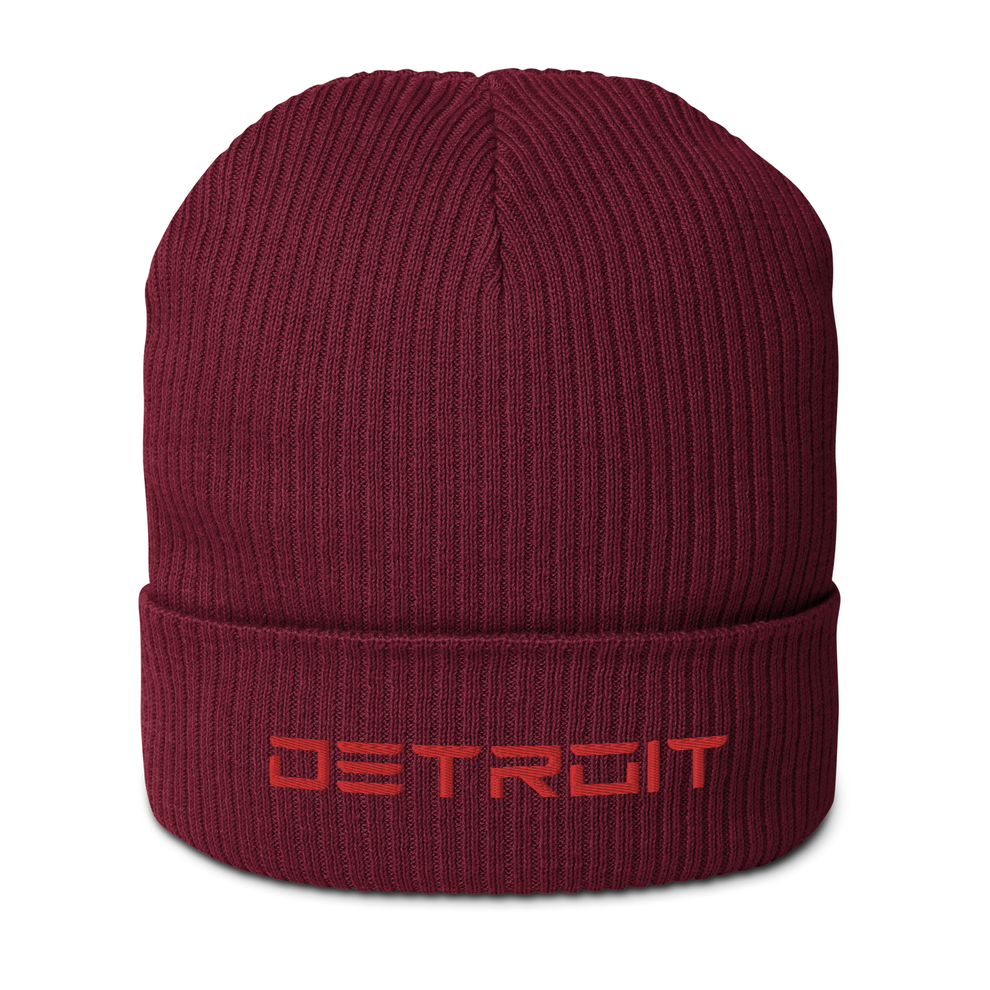 'Detroit'' Organic Beanie (Electric Font) | Red