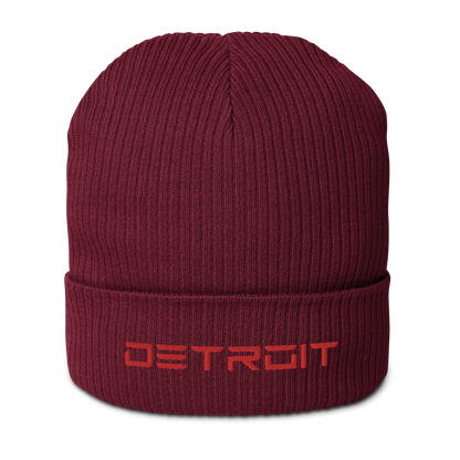 'Detroit'' Organic Beanie (Electric Font) | Red