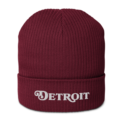 'Detroit' Organic Beanie (Sloped Serif Font)