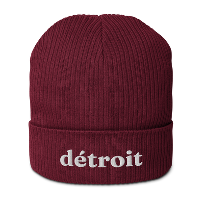 'Détroit' Organic Beanie (70s Serif Font)