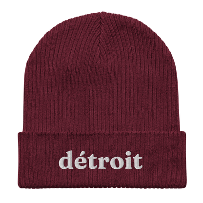 'Détroit' Organic Beanie (70s Serif Font)