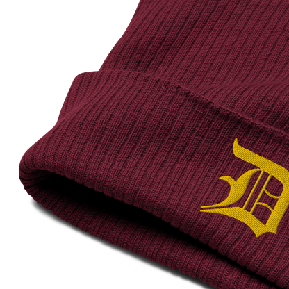 Detroit 'Old English D' Organic Beanie (Gold)