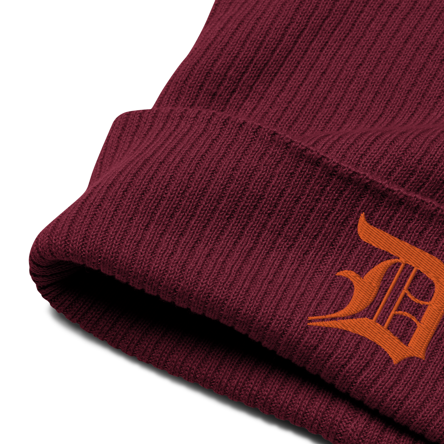 Detroit 'Old English D' Organic Beanie (Orange)