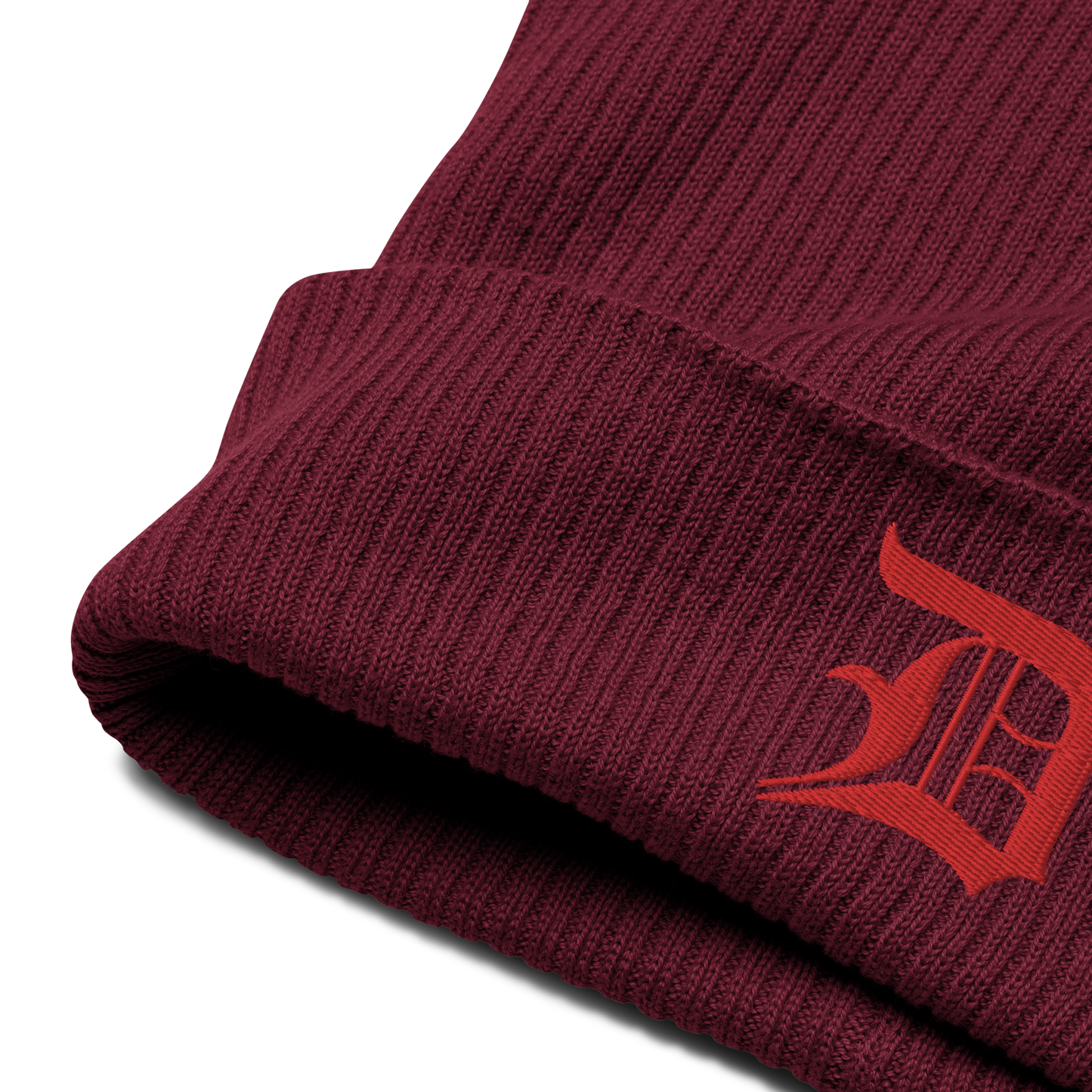 Detroit 'Old English D' Organic Beanie (Red)