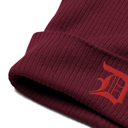 Detroit 'Old English D' Organic Beanie (Red)