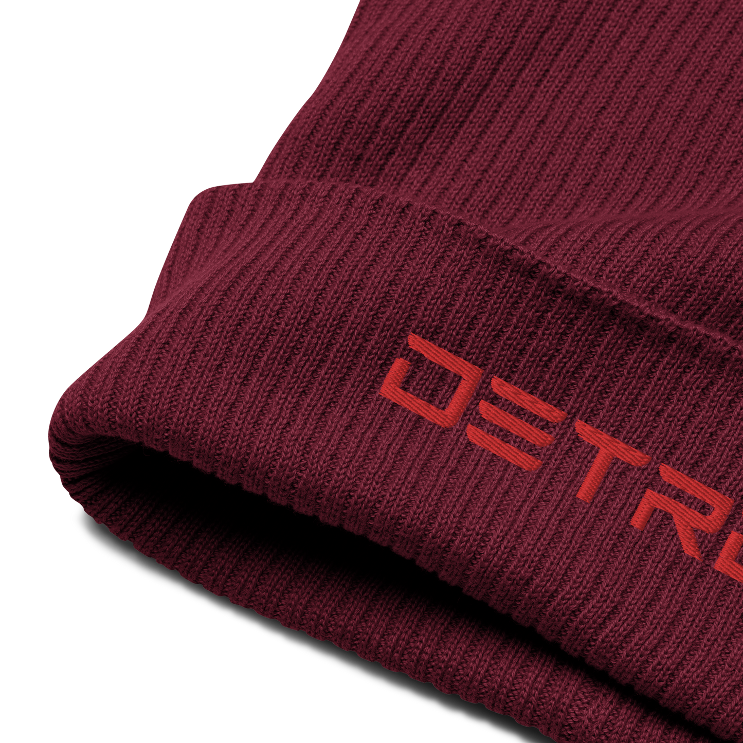 'Detroit'' Organic Beanie (Electric Font) | Red