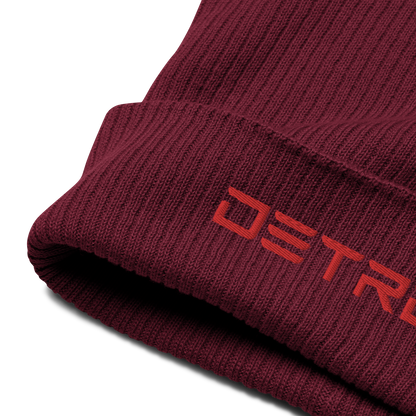 'Detroit'' Organic Beanie (Electric Font) | Red