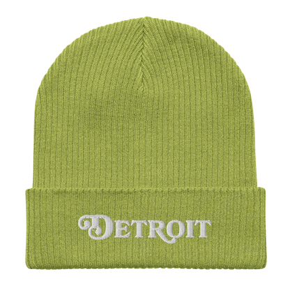 'Detroit' Organic Beanie (Sloped Serif Font)