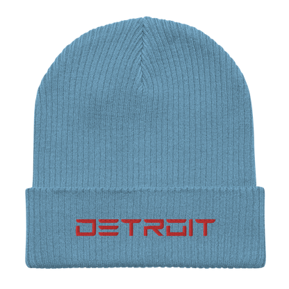 'Detroit'' Organic Beanie (Electric Font) | Red