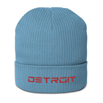 'Detroit'' Organic Beanie (Electric Font) | Red