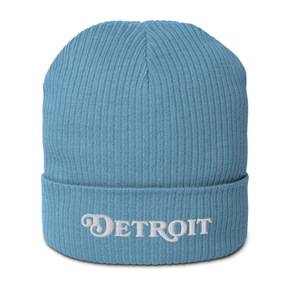 'Detroit' Organic Beanie (Sloped Serif Font)