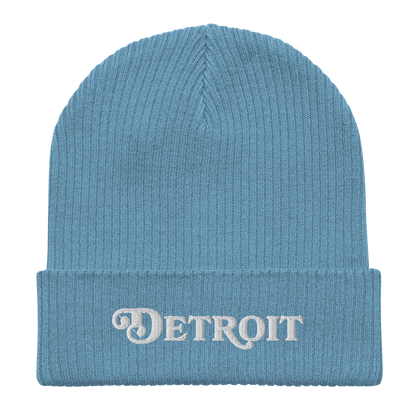 'Detroit' Organic Beanie (Sloped Serif Font)