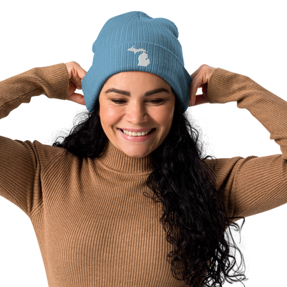 Michigan Organic Beanie | White Outline