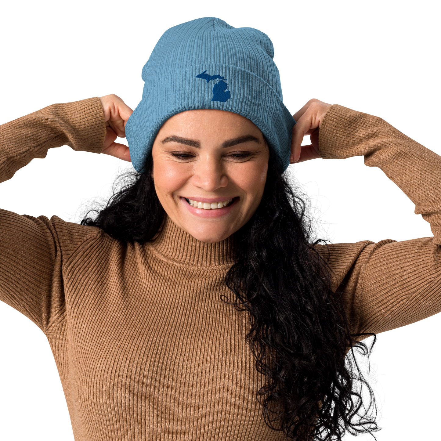 Michigan Organic Beanie | Blue Outline