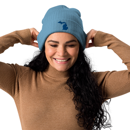 Michigan Organic Beanie | Blue Outline