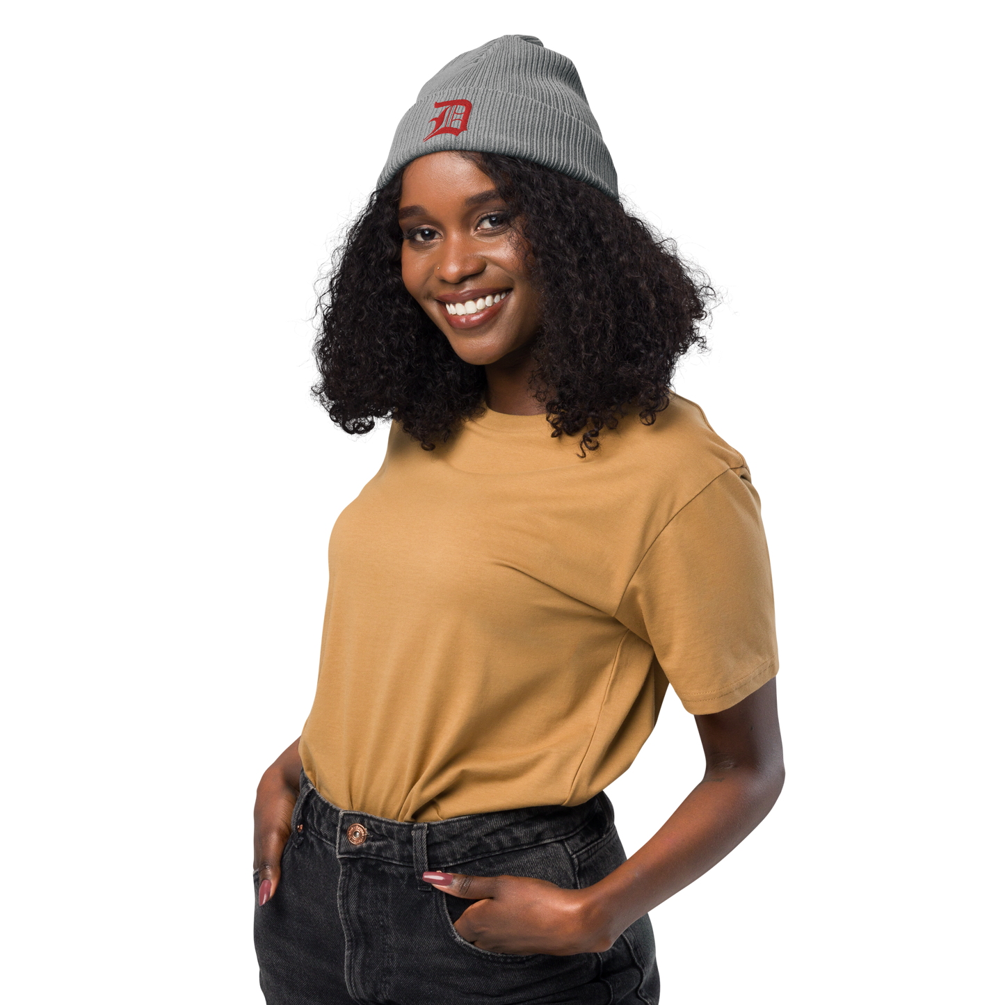 Detroit 'Old English D' Organic Beanie (Red)