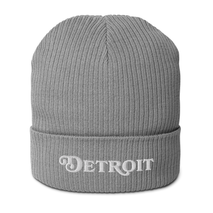 'Detroit' Organic Beanie (Sloped Serif Font)