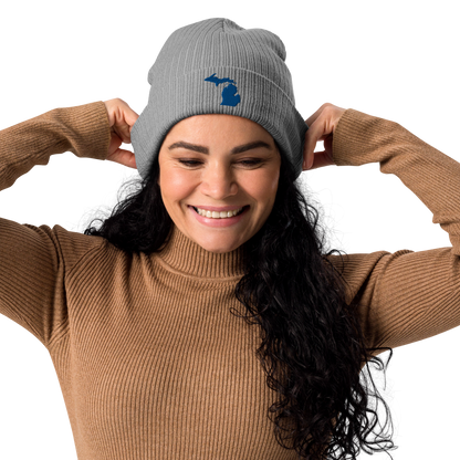 Michigan Organic Beanie | Blue Outline