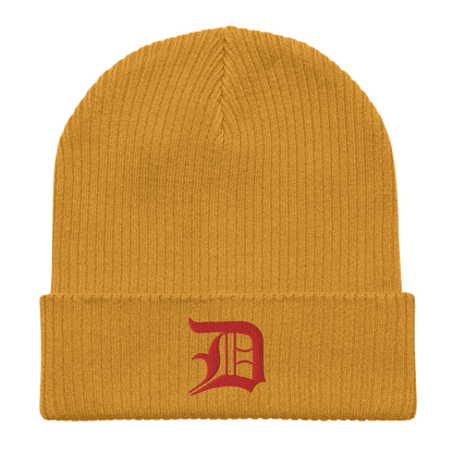 Detroit 'Old English D' Organic Beanie (Red)