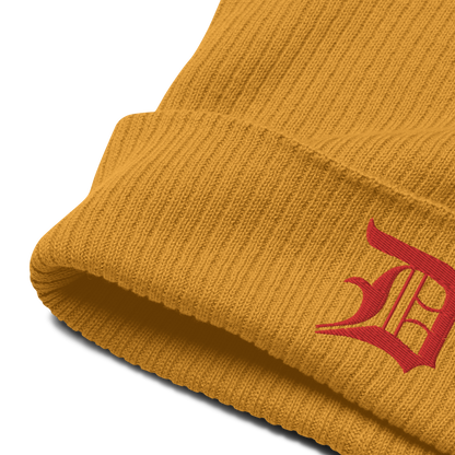 Detroit 'Old English D' Organic Beanie (Red)