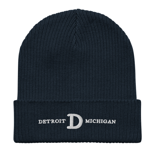 'Detroit Michigan' Organic Beanie (w/ Old French 'D')