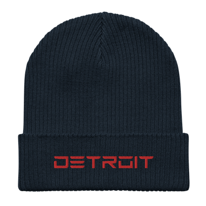 'Detroit'' Organic Beanie (Electric Font) | Red