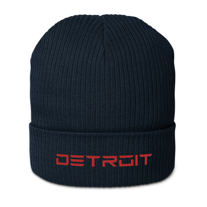 'Detroit'' Organic Beanie (Electric Font) | Red