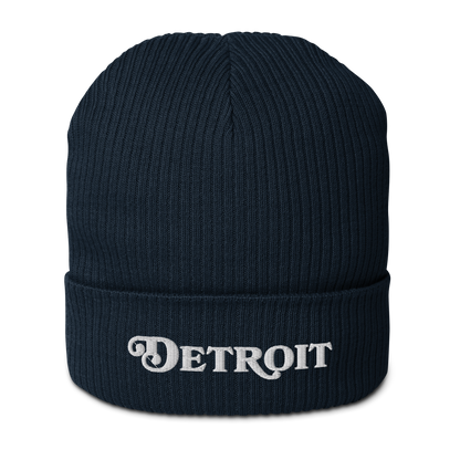 'Detroit' Organic Beanie (Sloped Serif Font)