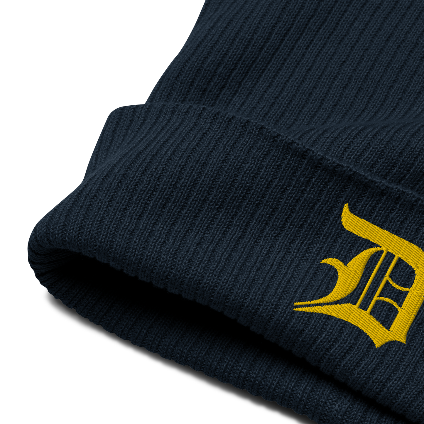 Detroit 'Old English D' Organic Beanie (Gold)