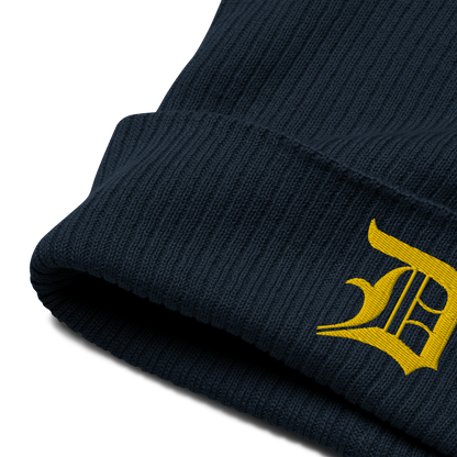 Detroit 'Old English D' Organic Beanie (Gold)