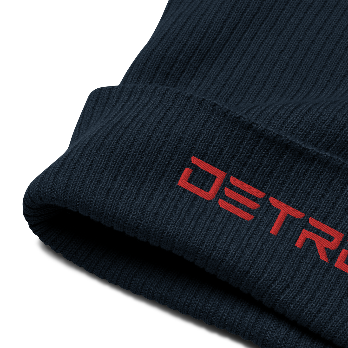 'Detroit'' Organic Beanie (Electric Font) | Red