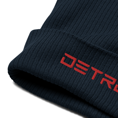 'Detroit'' Organic Beanie (Electric Font) | Red