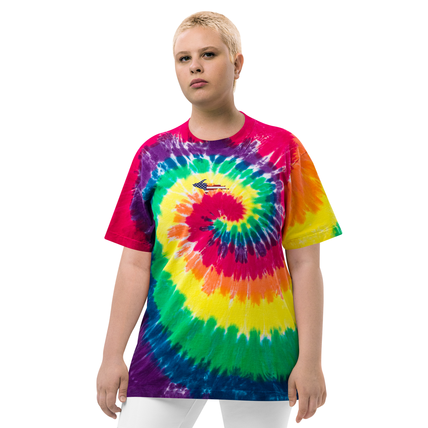 Michigan Upper Peninsula Tie-Dye T-Shirt (w/ UP USA Flag) | Unisex Oversized