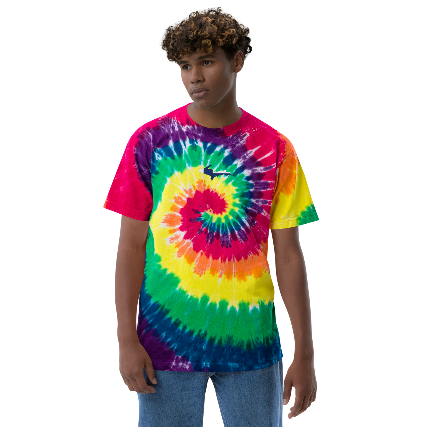 Michigan Upper Peninsula Tie-Dye T-Shirt (w/ UP Finland Flag) | Unisex Oversized