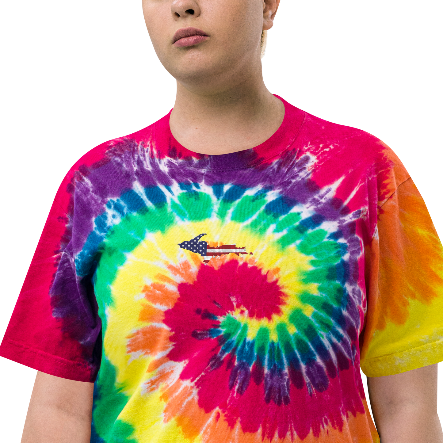 Michigan Upper Peninsula Tie-Dye T-Shirt (w/ UP USA Flag) | Unisex Oversized