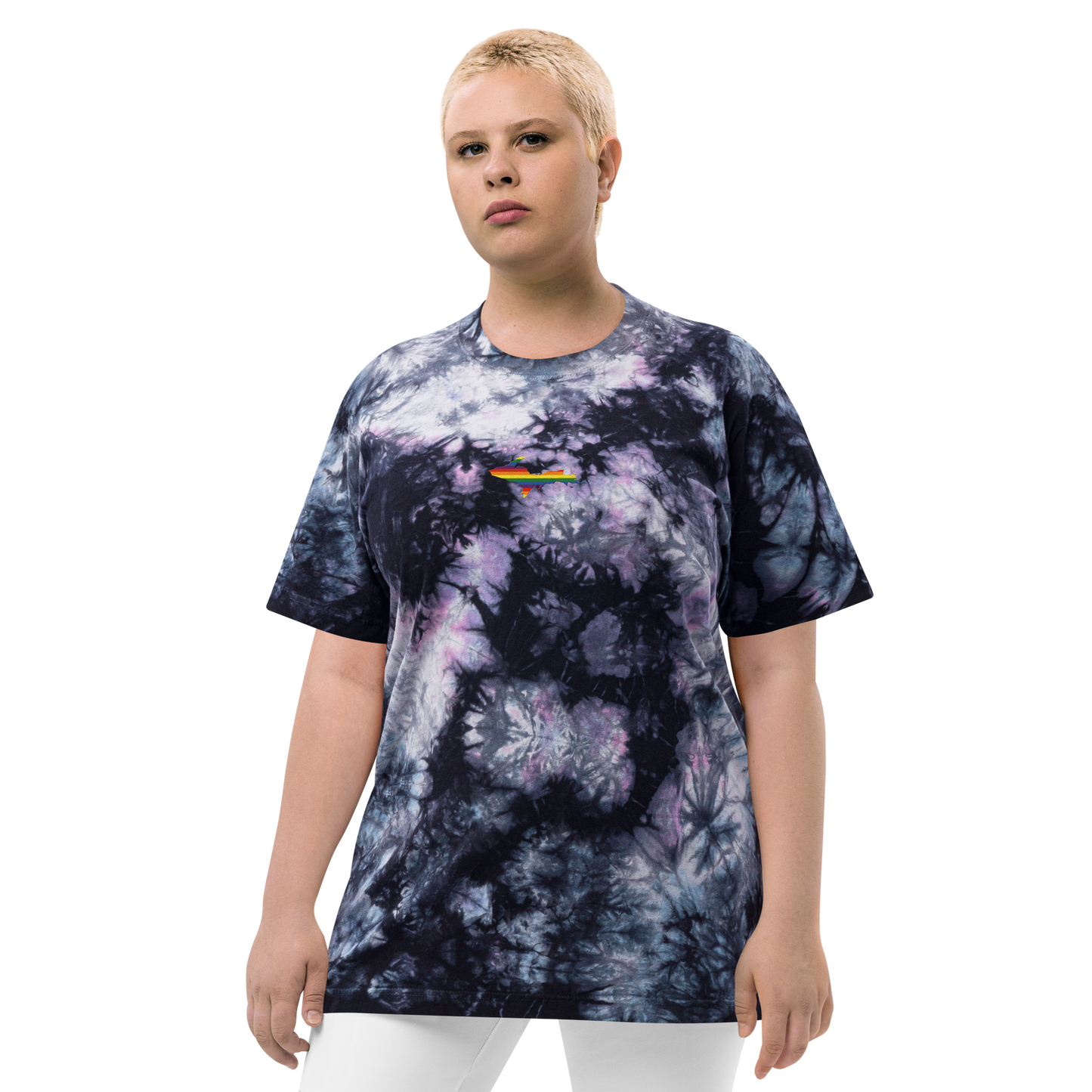 Michigan Upper Peninsula Tie-Dye T-Shirt (w/ UP Pride Flag) | Unisex Oversized