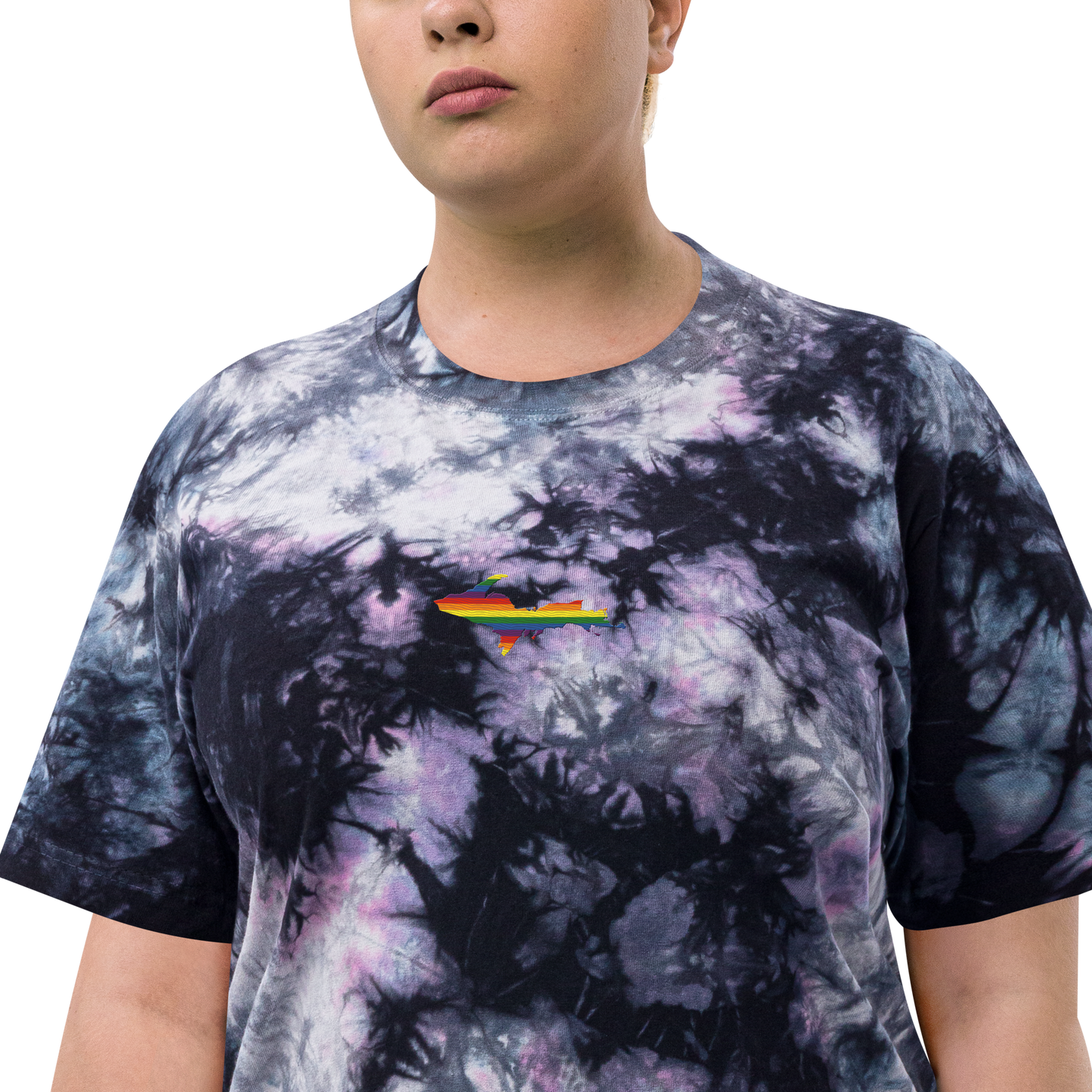 Michigan Upper Peninsula Tie-Dye T-Shirt (w/ UP Pride Flag) | Unisex Oversized