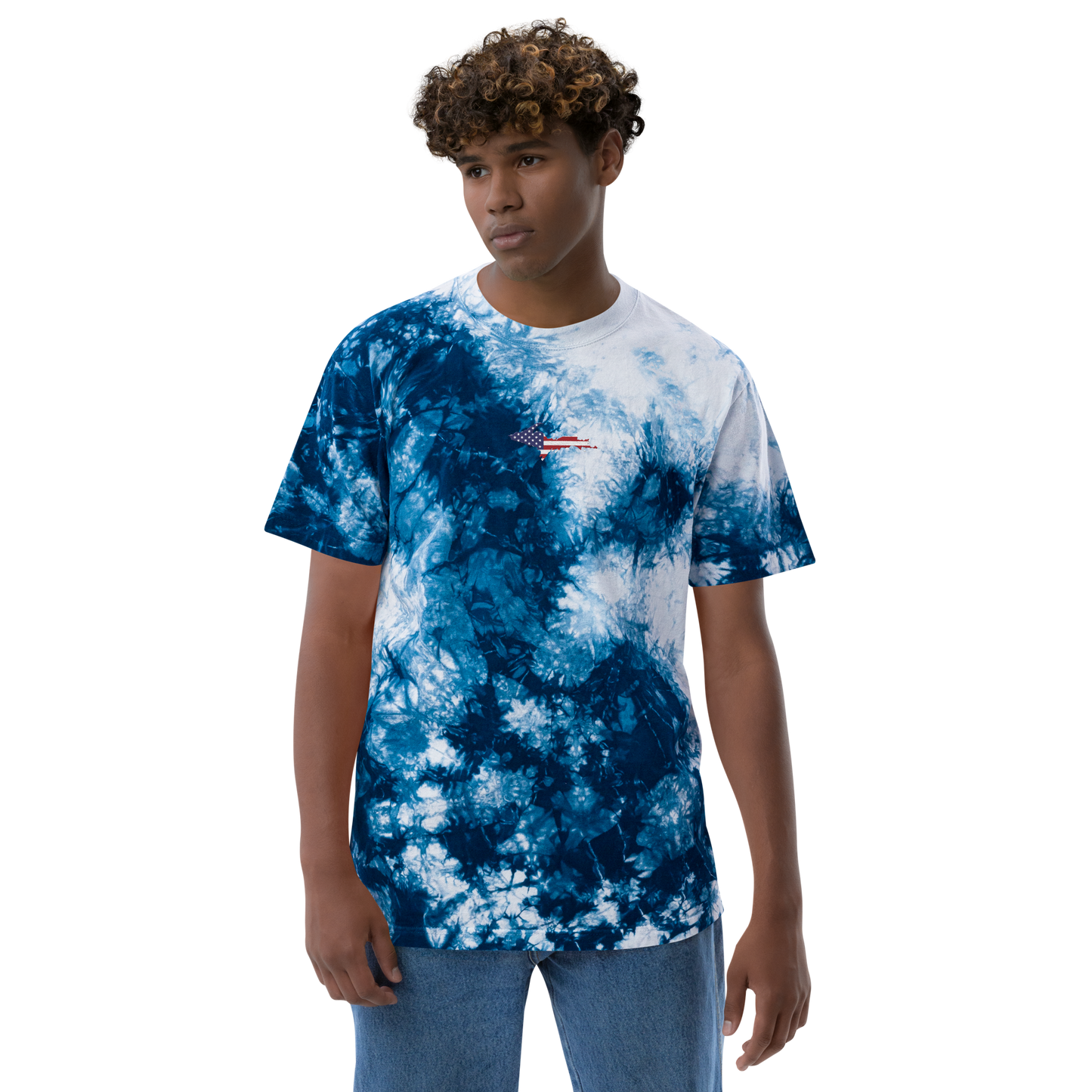 Michigan Upper Peninsula Tie-Dye T-Shirt (w/ UP USA Flag) | Unisex Oversized