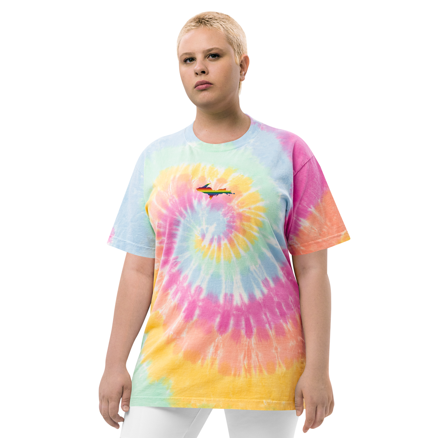 Michigan Upper Peninsula Tie-Dye T-Shirt (w/ UP Pride Flag) | Unisex Oversized