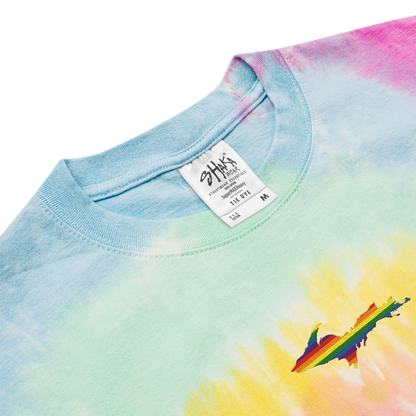 Michigan Upper Peninsula Tie-Dye T-Shirt (w/ UP Pride Flag) | Unisex Oversized