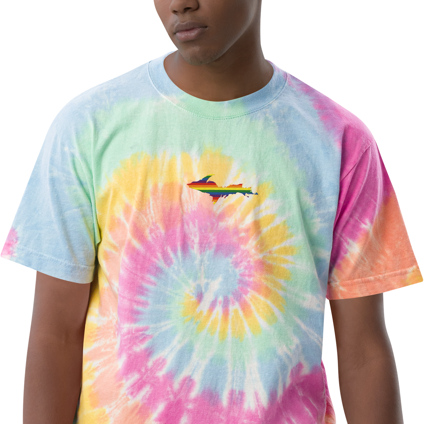 Michigan Upper Peninsula Tie-Dye T-Shirt (w/ UP Pride Flag) | Unisex Oversized