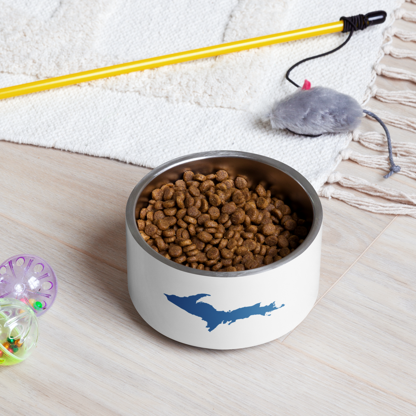 Michigan Upper Peninsula Pet Bowl (w/ UP Outline) | Lake Superior Blue