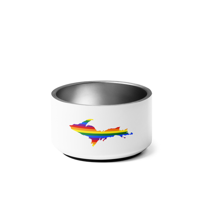 Michigan Upper Peninsula Pet Bowl (w/ UP Rainbow Pride Flag)