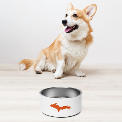 Michigan Upper Peninsula Pet Bowl (w/ UP Outline) | Maple Leaf Orange