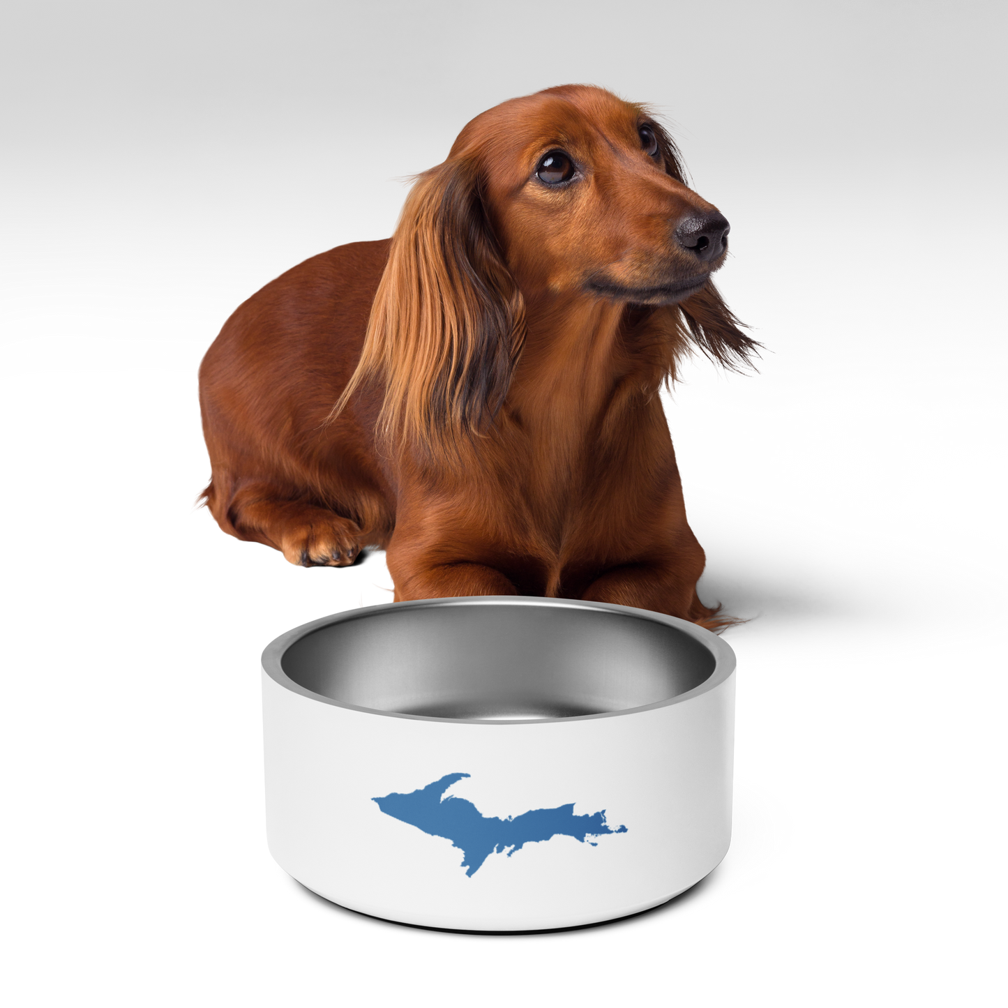 Michigan Upper Peninsula Pet Bowl (w/ UP Outline) | Lake Superior Blue