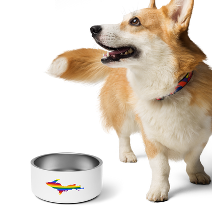 Michigan Upper Peninsula Pet Bowl (w/ UP Rainbow Pride Flag)