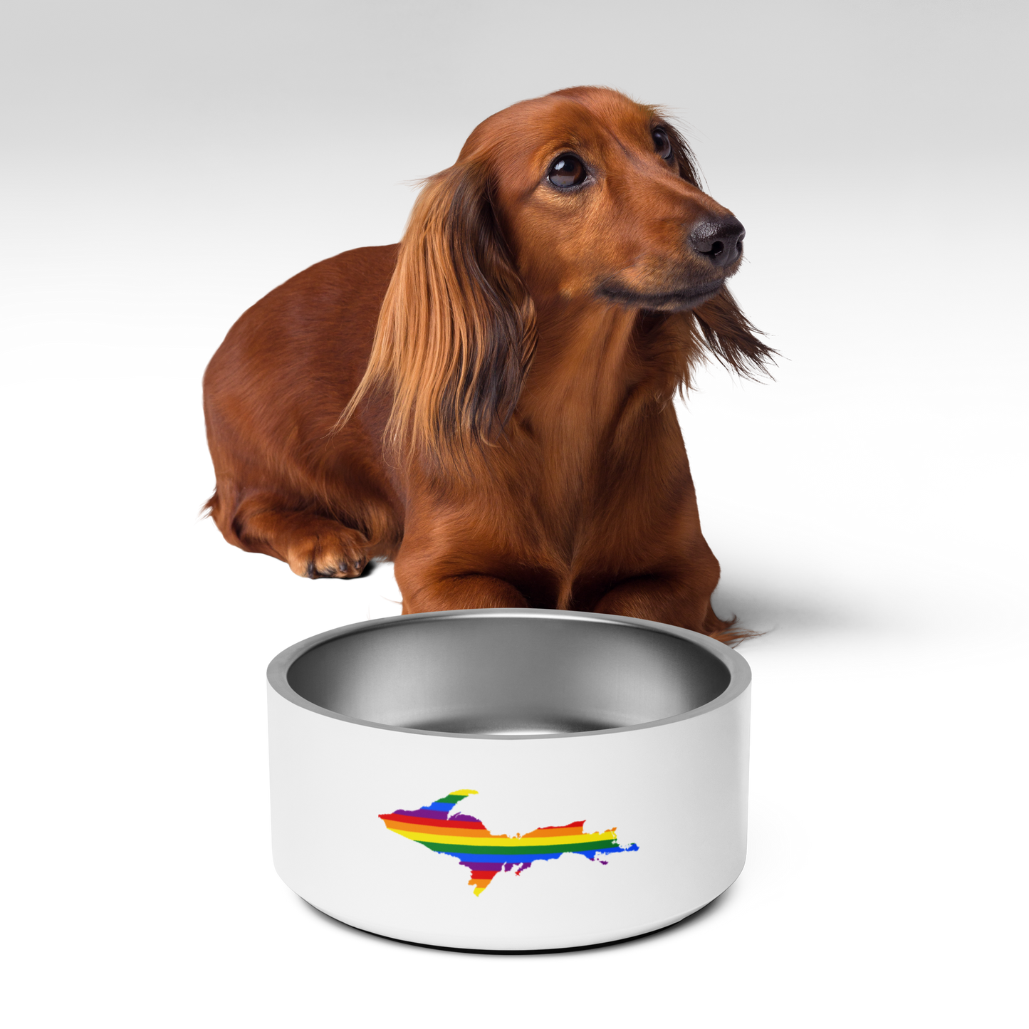 Michigan Upper Peninsula Pet Bowl (w/ UP Rainbow Pride Flag)