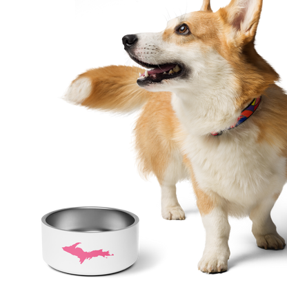 Michigan Upper Peninsula Pet Bowl (w/ UP Outline) | Pink